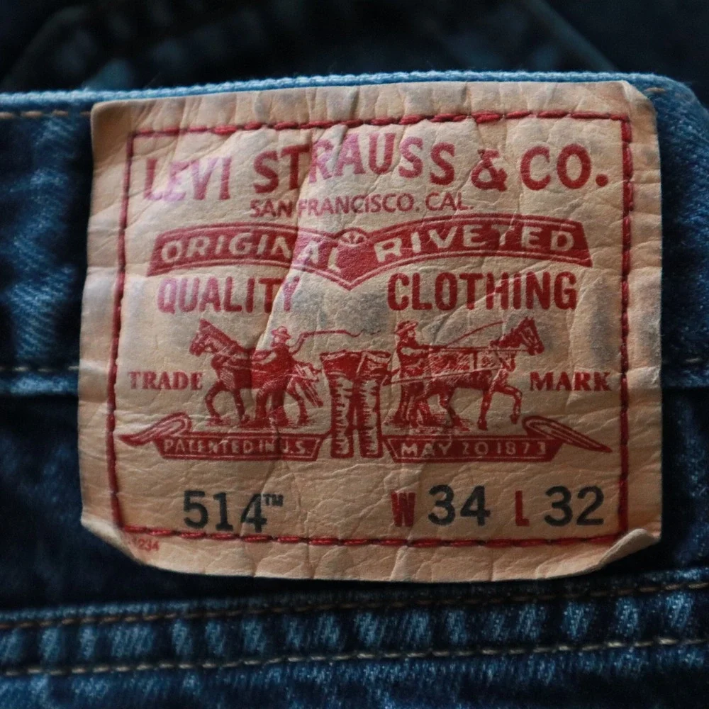 Levi's 514 Jeans Mens 34x32 Slim‎ Straight Fit 5-Pocket Cotton Denim Blue